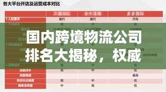 国内跨境物流公司排名大揭秘，权威榜单，不容错过！